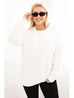 Dámske Plus veľkosť bavlnené základné kolo krku mikina biela