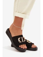 Dámské pantofle se zlatým detailem Černé Elmera Dámské pantofle se zlatým detailem Černé Elmera