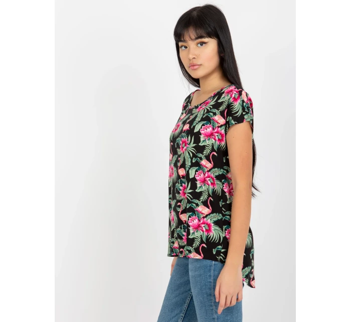 Dámská halenka model 18116277 černá a zelená - FPrice Dámská halenka model 18116277 černá a zelená - FPrice