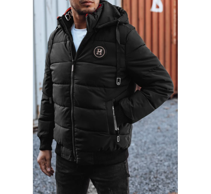 Pánská prošívaná zimní bunda s kapucí černá Dstreet model 21981098 - FashionStreet