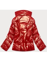 Oranžová dámska bunda s leskom (OMDL-023)