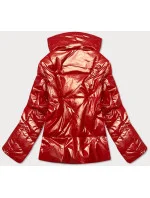 Oranžová dámska bunda s leskom (OMDL-023)