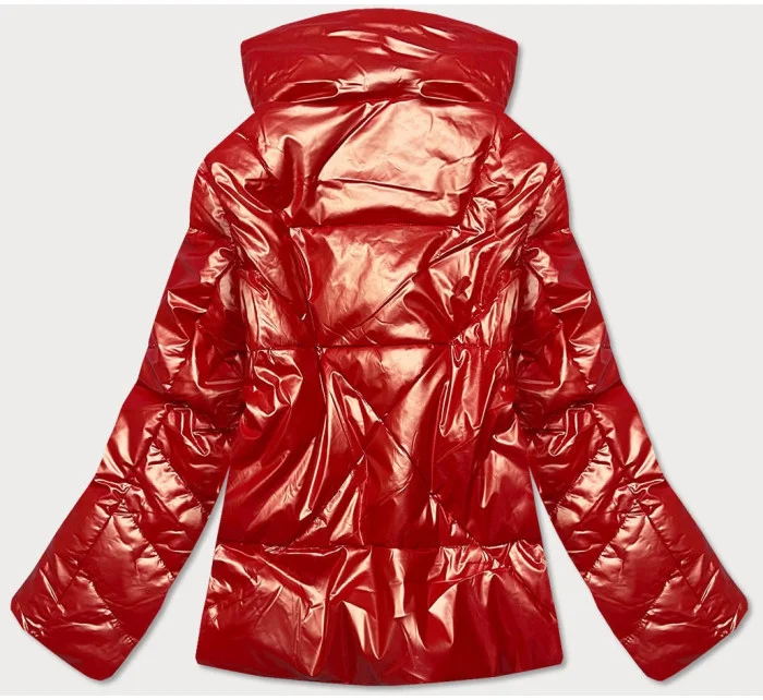 Oranžová dámska bunda s leskom (OMDL-023)