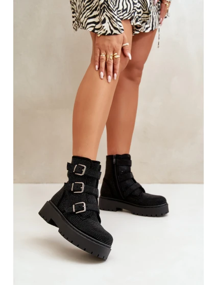 Ocieplane Botki Damskie Ze Zdobieniem Czarne Ciascia Ocieplane Botki Damskie Ze Zdobieniem Czarne Ciascia