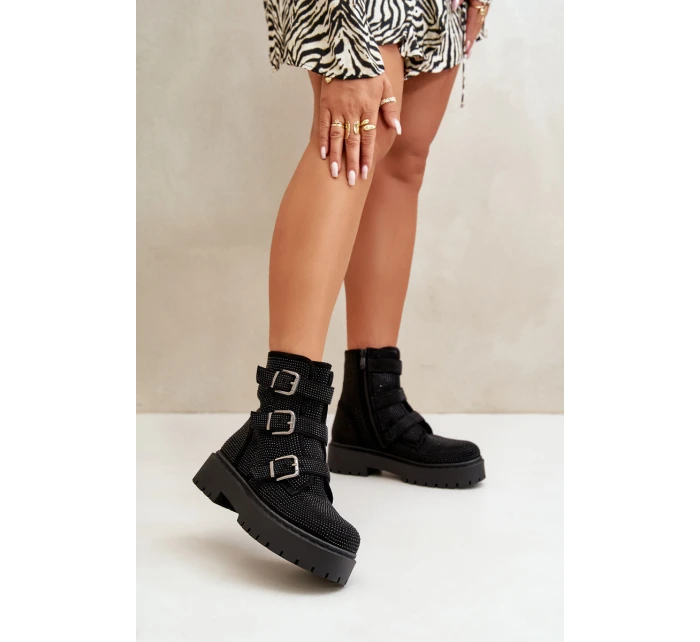 Ocieplane Botki Damskie Ze Zdobieniem Czarne Ciascia Ocieplane Botki Damskie Ze Zdobieniem Czarne Ciascia