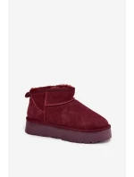 Modne Zamszowe Niskie Śniegowce Bordowe Nucca Modne Zamszowe Niskie Śniegowce Bordowe Nucca