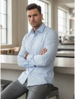 Pánská elegantní hladká modrá košile SLIM FIT Dstreet model 21981656 - FashionStreet Pánská elegantní hladká modrá košile SLIM FIT Dstreet model 21981656 - FashionStreet