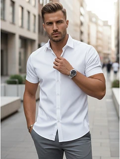 Koszula męska slim fit z krótkim rękawem biała model 22227923 - FashionStreet