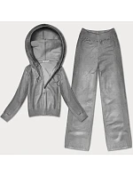 Šedý úpletový dvoudílný komplet mikina a kalhoty model 21466524 - J.STYLE Šedý úpletový dvoudílný komplet mikina a kalhoty model 21466524 - J.STYLE