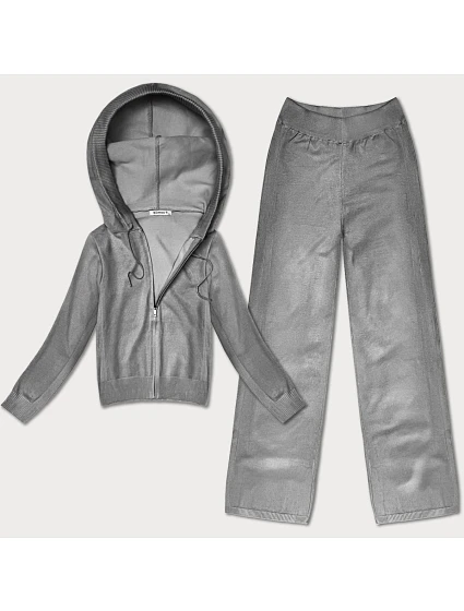 Šedý úpletový dvoudílný komplet mikina a kalhoty model 21466524 - J.STYLE Šedý úpletový dvoudílný komplet mikina a kalhoty model 21466524 - J.STYLE