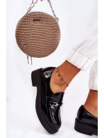 Lakierowane Półbuty Ze Srebrną Ozdobą Czarne Lemar Hestill