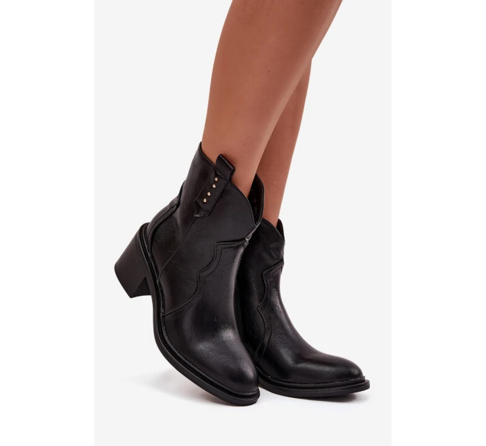 Ocieplane Botki Damskie Na Obcasie Czarne Brilynn Ocieplane Botki Damskie Na Obcasie Czarne Brilynn