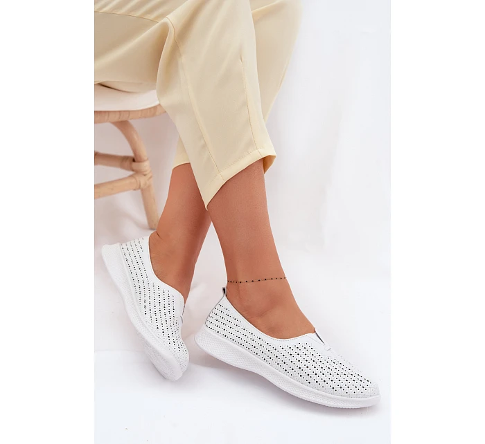 Kožené Dámské Polobotky Bílé model 22094966 - EVENTO Kožené Dámské Polobotky Bílé model 22094966 - EVENTO