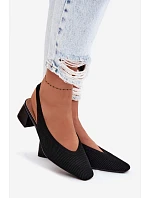 Materiálové dámské sandály na podpatku Černé Marcelle