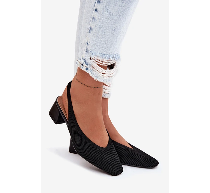 Materiálové dámské sandály na podpatku Černé Marcelle