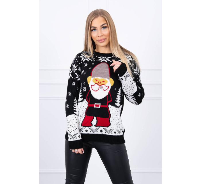 Vianočný sveter so Santa Clausom čierny