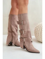 Topánky na podpätku s ohnutou holennou časťou a prackami Béžová Vamissa Topánky na podpätku s ohnutou holennou časťou a prackami Béžová Vamissa