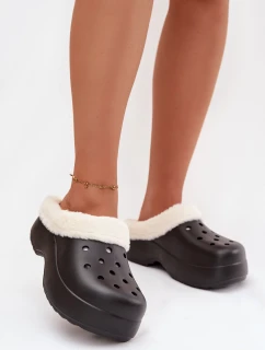 Dámske penové papuče zateplené kožušinou - čierne Palvine