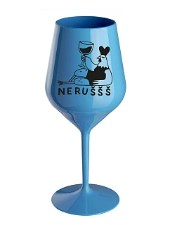 NERUŠŠŠ - modrý nerozbitný pohár na víno 470 ml