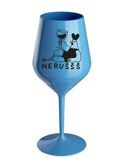 NERUŠŠŠ - modrý nerozbitný pohár na víno 470 ml
