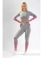 Dámsky CropTop s dlhým rukávom 5.0. ružový melír - Naine