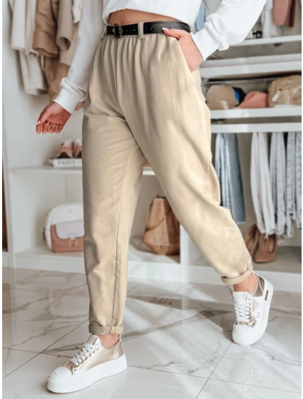 Dámské kalhoty chinos s páskem latte Dstreet model 21986257 - FashionStreet