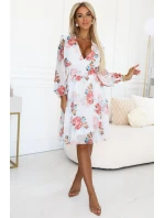 388-3 FRANCES šifónové obálkové šaty s dlhým rukávom - MALVES