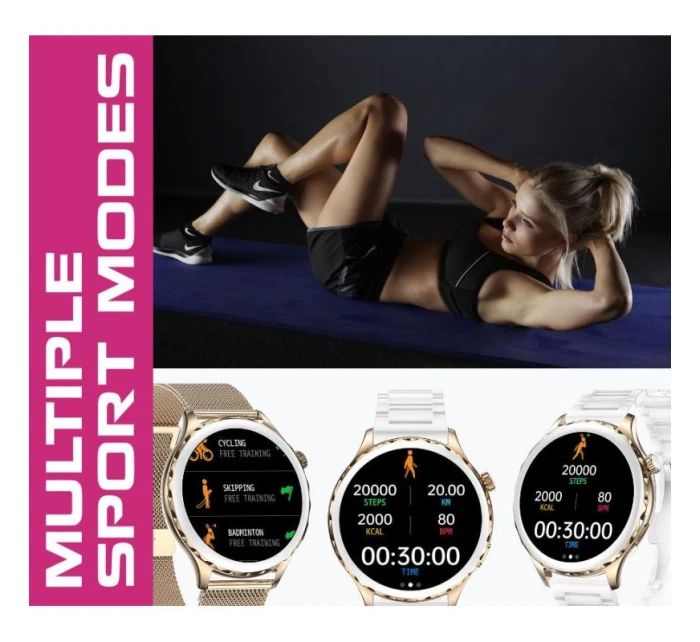 Dámské chytré hodinky Silver + Black Strap model 21804965 - RUBICON Dámské chytré hodinky Silver + Black Strap model 21804965 - RUBICON