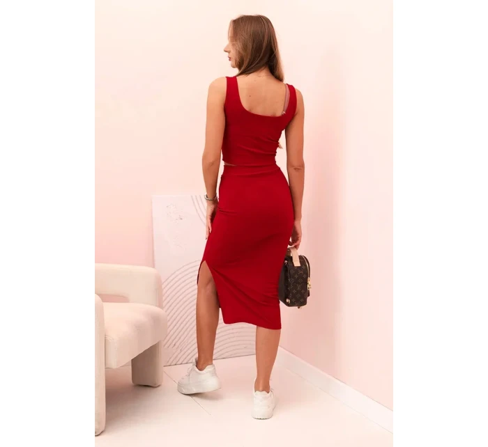 Dámsky top a vrúbkovaná sukňa Burgundy