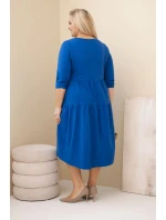 Dámske Plus veľkosť bavlnená sukňa s volánikmi a volánové rukávy Khabra