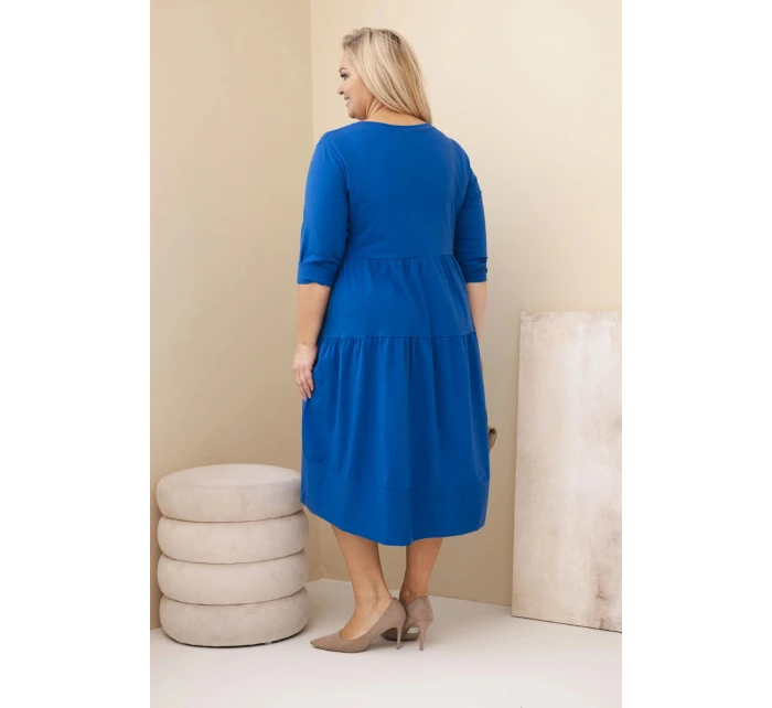 Dámske Plus veľkosť bavlnená sukňa s volánikmi a volánové rukávy Khabra