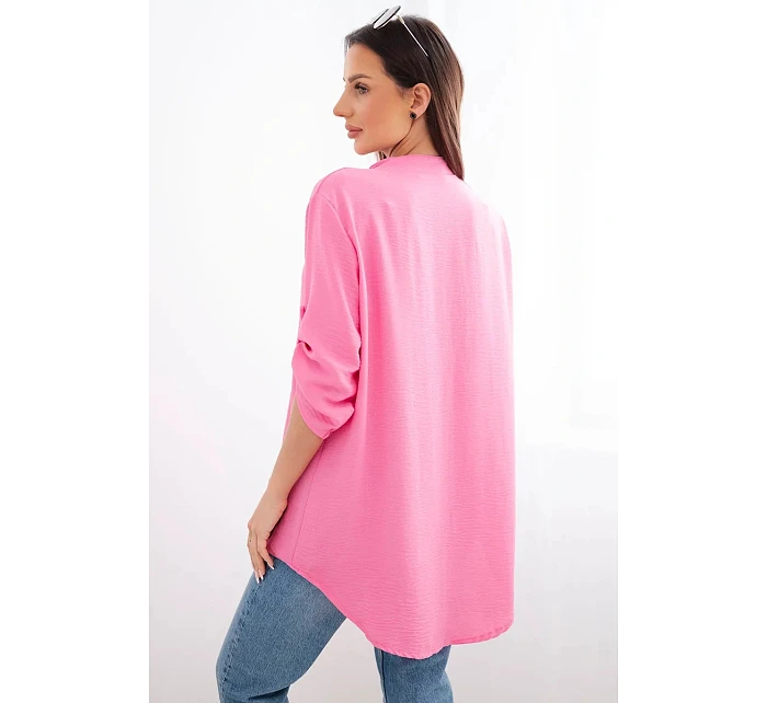 Blúzka s dlhším zadným dielom ružová