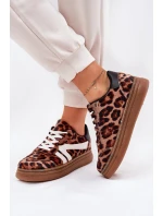 Damskie Sneakersy Na Platformie Panterka Brązowe Totter Damskie Sneakersy Na Platformie Panterka Brązowe Totter