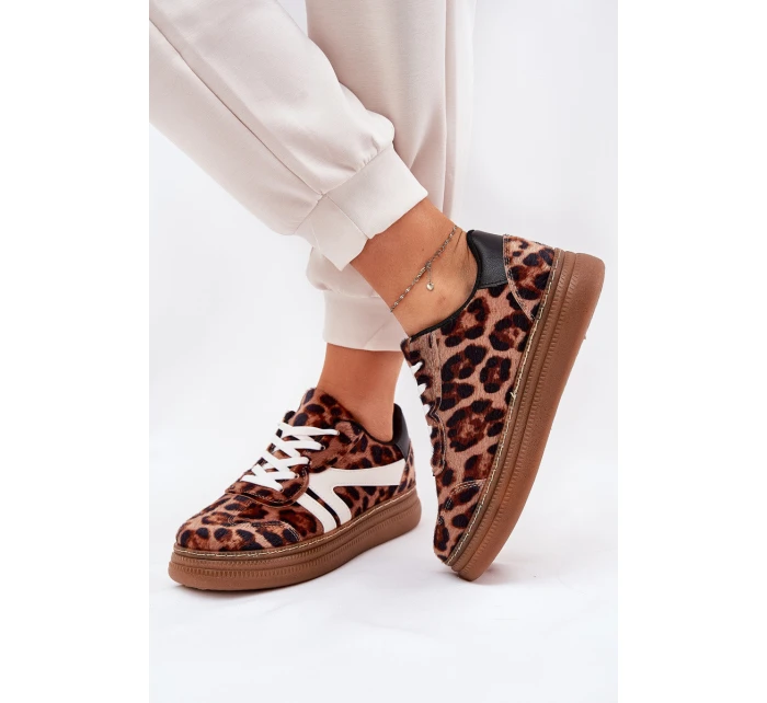 Damskie Sneakersy Na Platformie Panterka Brązowe Totter Damskie Sneakersy Na Platformie Panterka Brązowe Totter