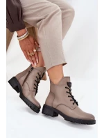 Ocieplane Botki Damskie Na Klocku Vinceza 58609 Szare