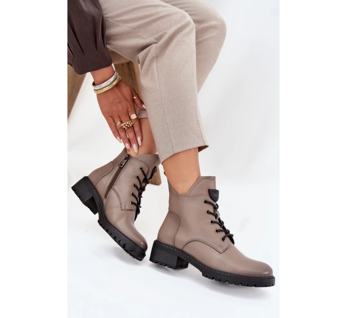 Ocieplane Botki Damskie Na Klocku Vinceza 58609 Szare