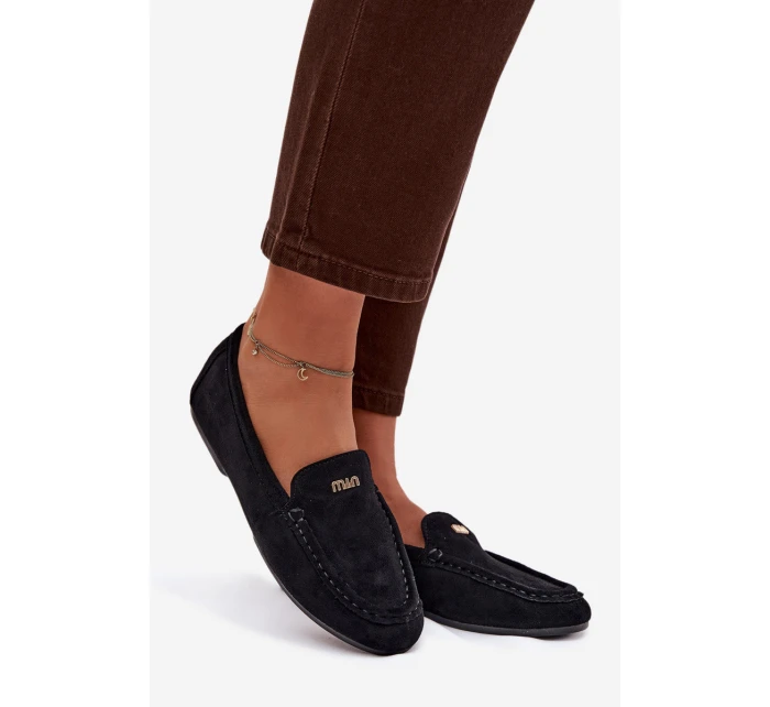 Dámské mokasíny s malým zlatým detailem černé Sarivelle