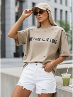 Dámské tričko s potiskem beige Dstreet model 21977333 - FashionStreet