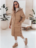 dámská zimní dlouhá prošívaná bunda s kapucí tmavě béžová Dstreet model 21990638 - FashionStreet