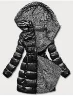 Čierna obojstranná dámska metalická bunda (b8070-1)