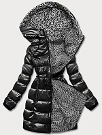 Dámska metalická obojstranná bunda čierna (b8070-1)