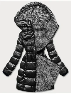 Čierna obojstranná dámska metalická bunda (b8070-1)