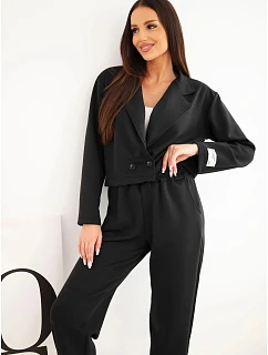 Dámský komplet z viskózy s krátkým model 22366806 a jogger kalhotami černý - K-Fashion