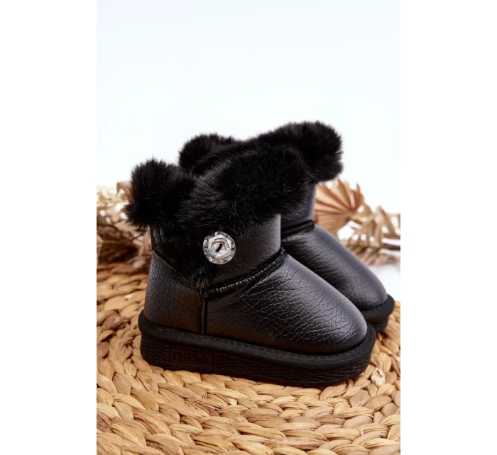 Černé Bessie Zateplené Sněhule S Kožešinou Černé Bessie Zateplené Sněhule S Kožešinou