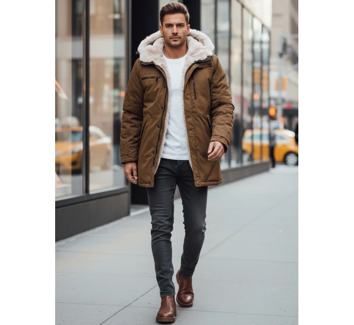 Pánská zimní bunda parka s kapucí béžová Dstreet model 21982648 - FashionStreet