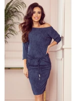 Dámské sportovní šaty v tmavě modré džínové barvě s kapsičkami model 8516504 - numoco