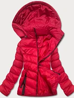 Červená dámska bunda s kapucňou na prechodné obdobie (5M786-270)