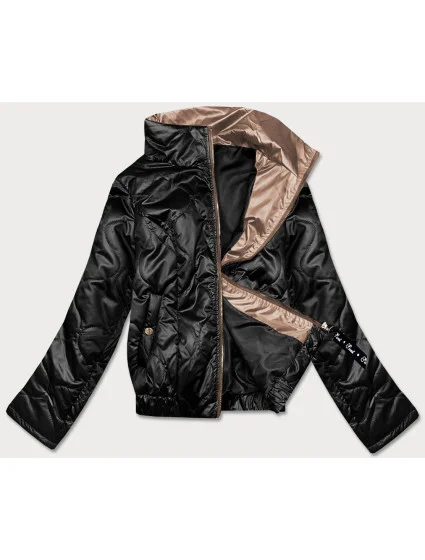 Černá krátká dámská bunda se stojáčkem model 20955145 - S'WEST Černá krátká dámská bunda se stojáčkem model 20955145 - S'WEST