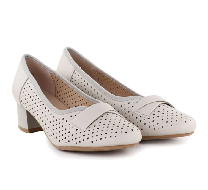 Dámské béžové ažurové lodičky model 22009336 - JEZZI