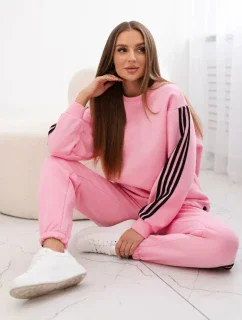 Bavlnená súprava s pruhmi svetlo ružová